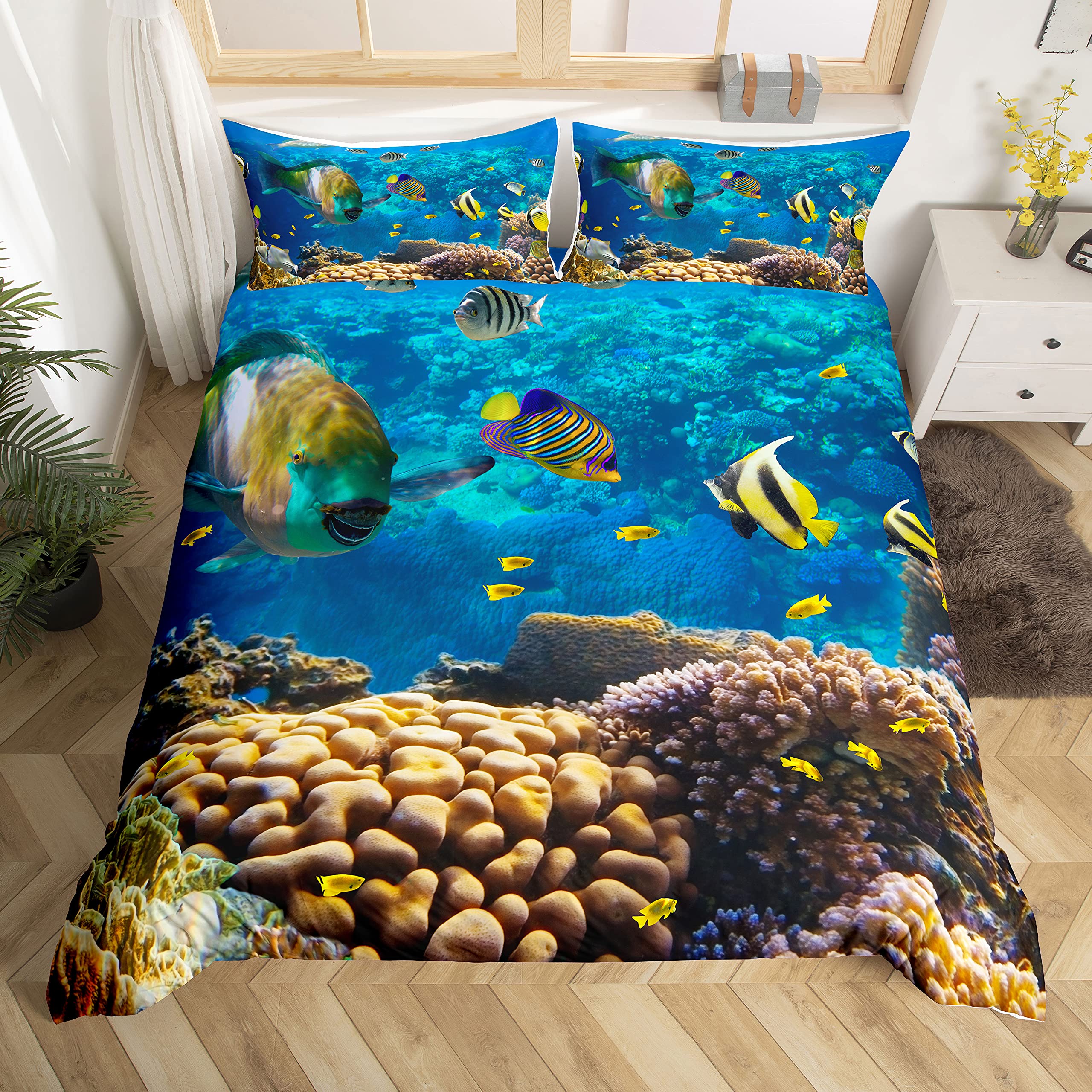 Fishing Boat Cover - Fish Duvet Cover Set Ocean Bedding