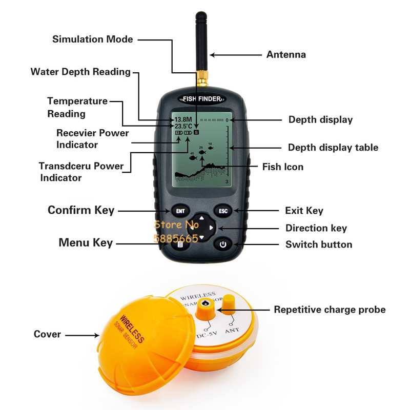 Smart Portable 50M Depth Sonar - Fishing Boat Depth Finder recension och pris