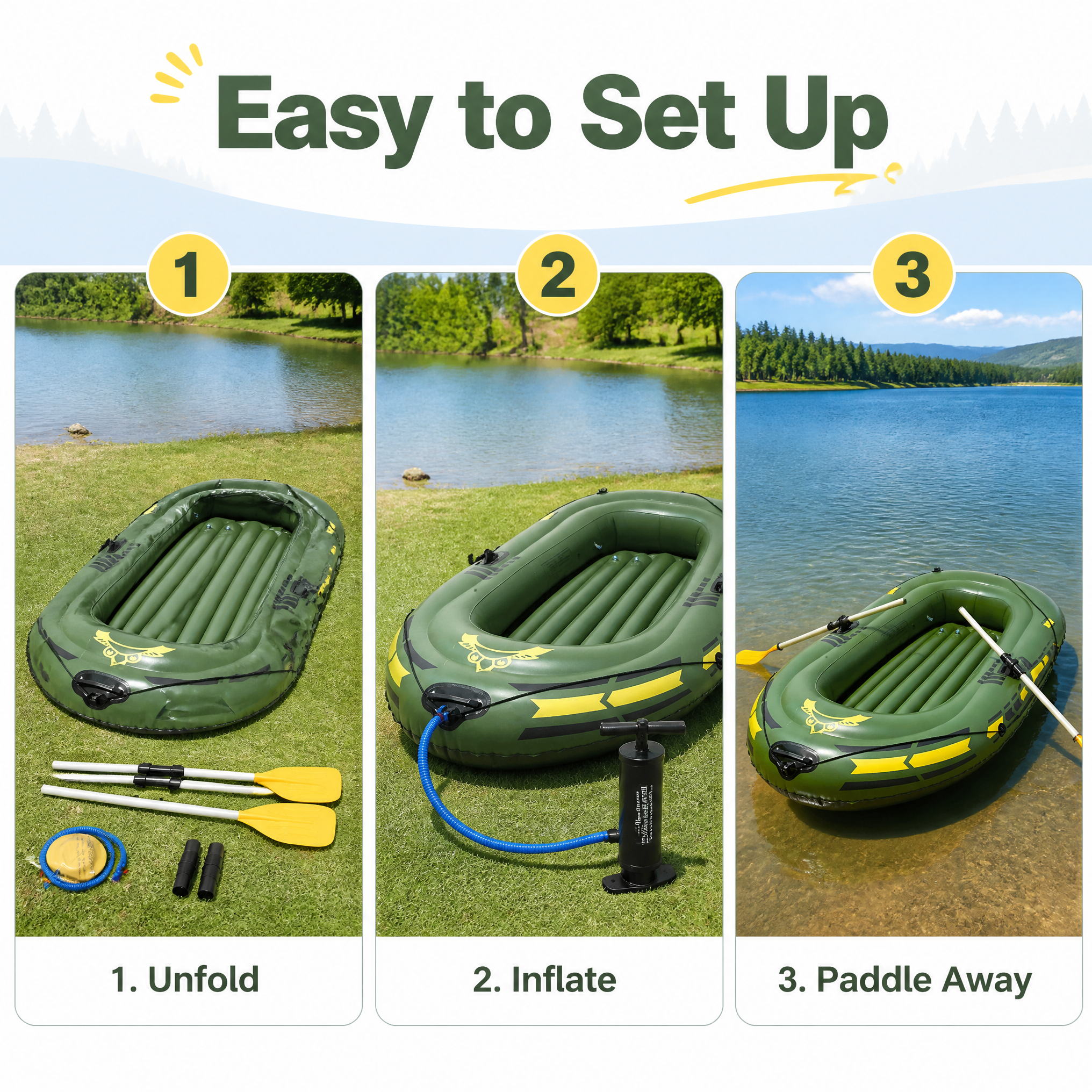 2 Person Inflatable Kayak Thic - Fishing Boat Paddle recension och pris