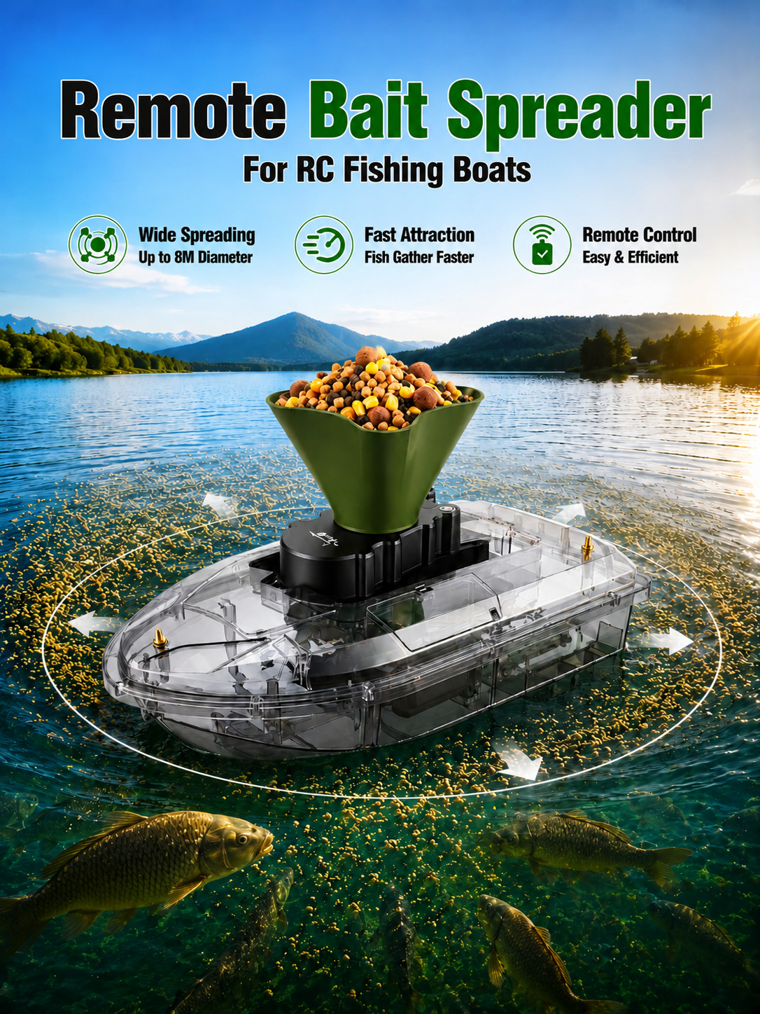Remote Bait Spreader for RC Fi - Fishing Boat Oar recension och pris