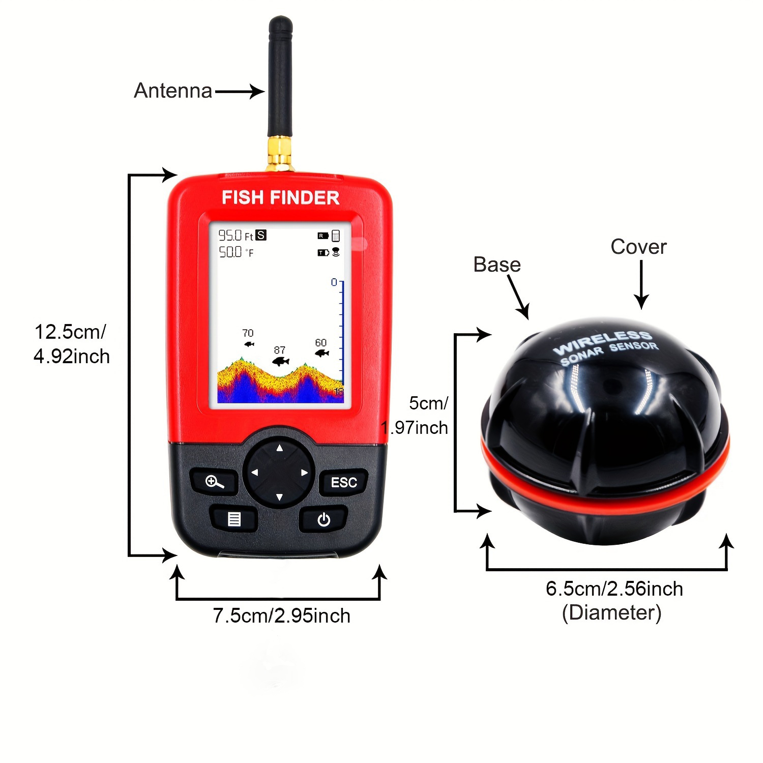 Portable Fish Finder, With Wir - Fishing Boat Depth Finder recension och pris