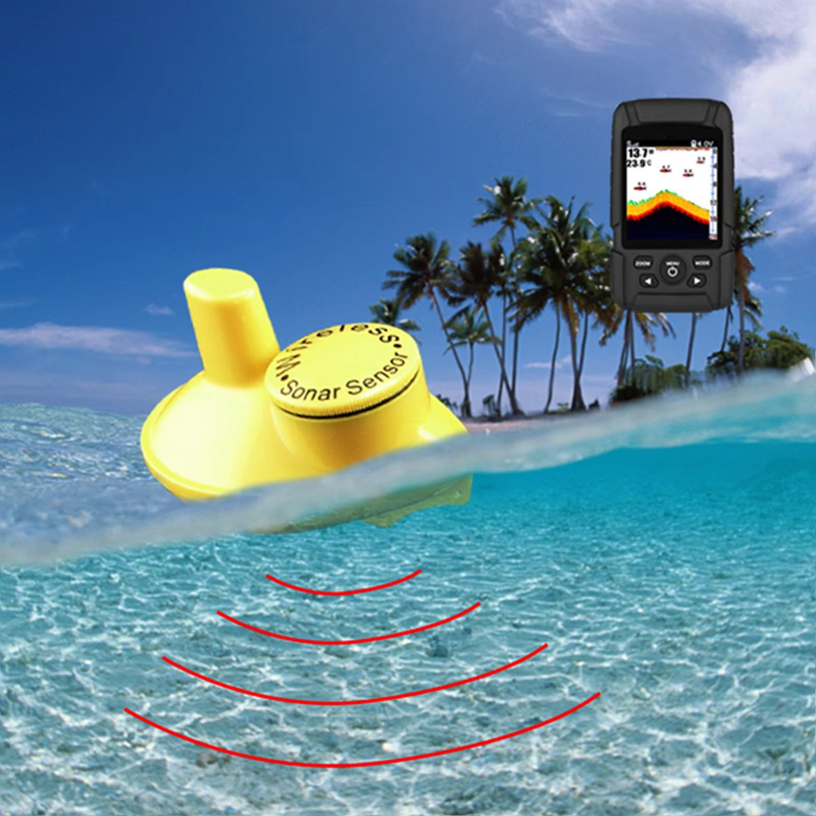 2-in-1 Wireless & Wired Fish F - Fishing Boat Depth Finder recension och pris