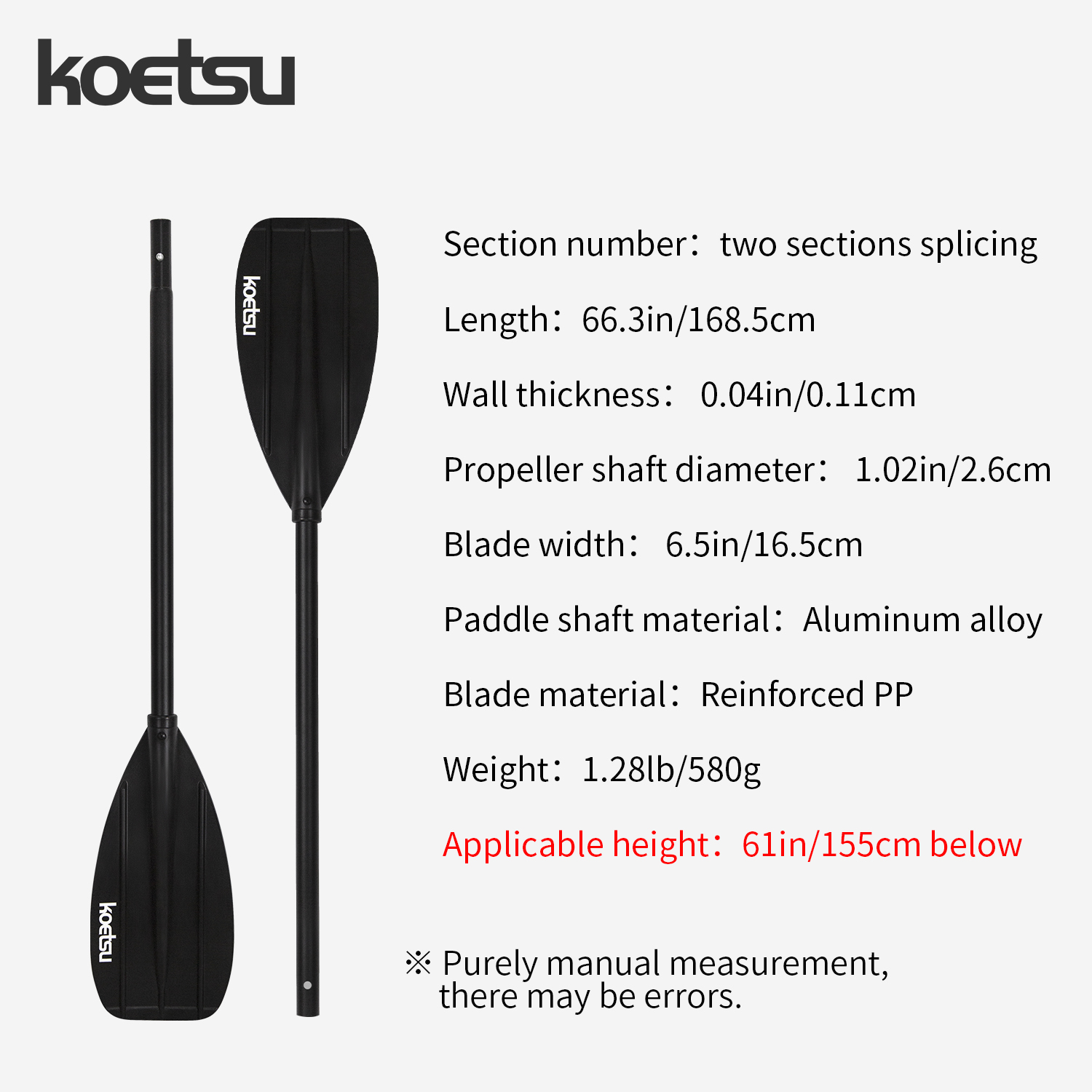KOETSU Aluminum Alloy Double-H - Fishing Boat Paddle recension och pris