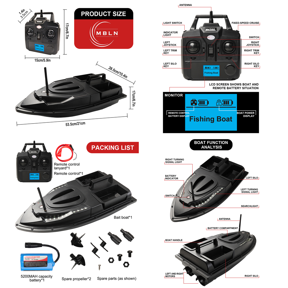 Brand,Fishing Bait Boat,Dual M - Fishing Boat Gps recension och pris
