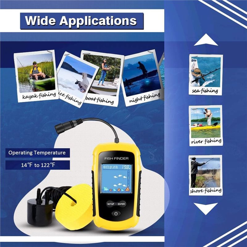 ABUE-Kayak Portable Fish Depth - Fishing Boat Depth Finder recension och pris