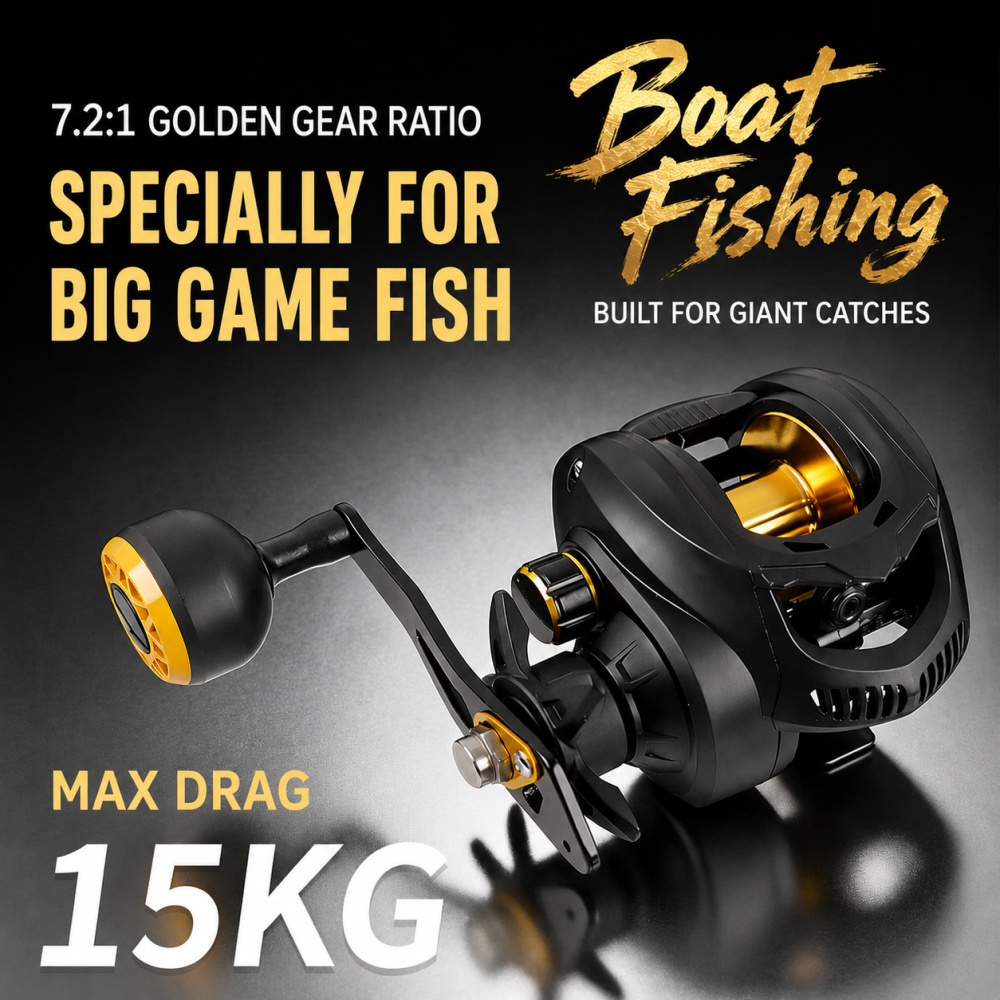 7.2:1 Heavy Duty Baitcasting R - Fishing Boat Steering Wheel recension och pris