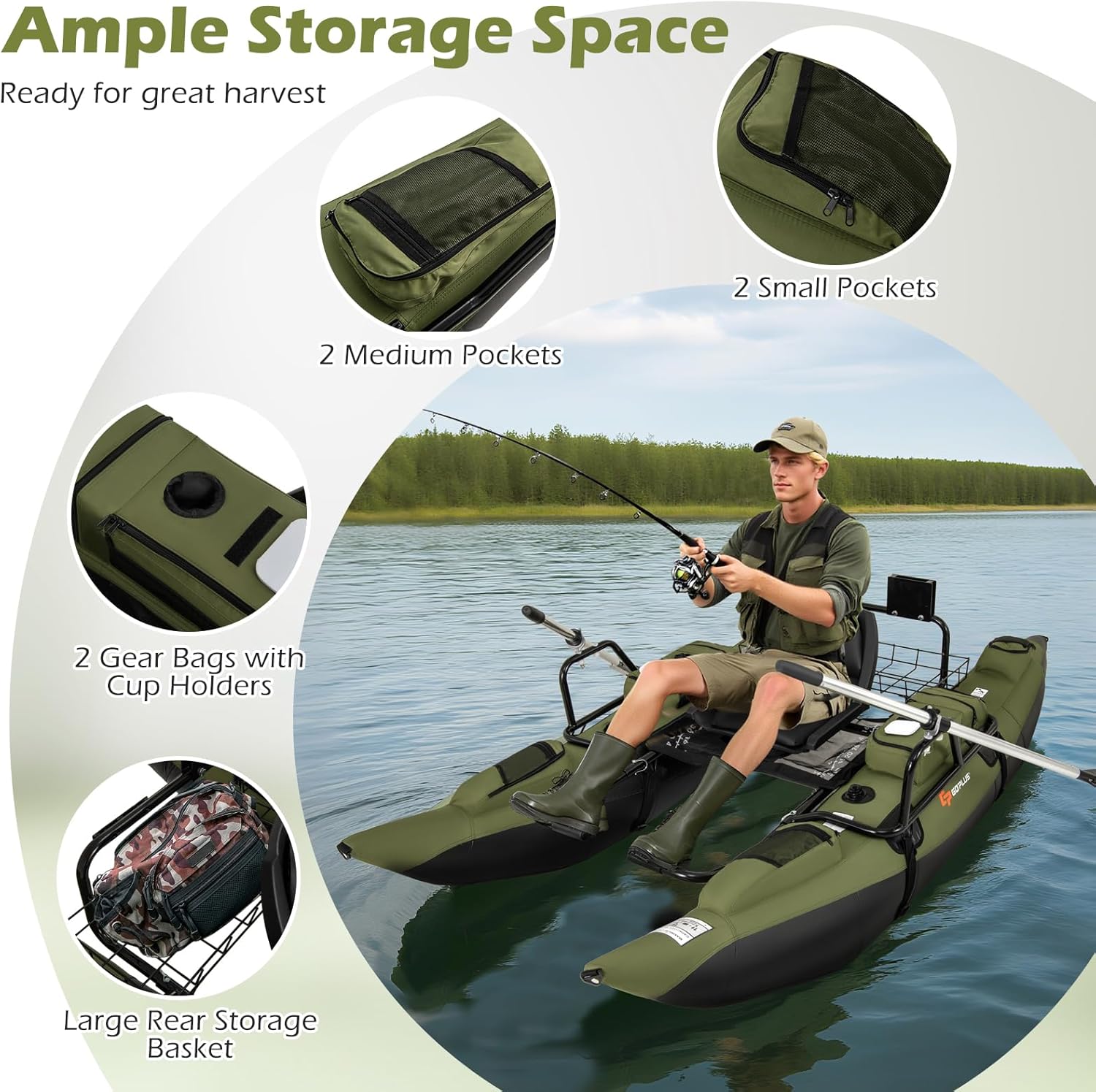 Adult Inflatable Belly Boat wi - Fishing Boat Seat recension och pris