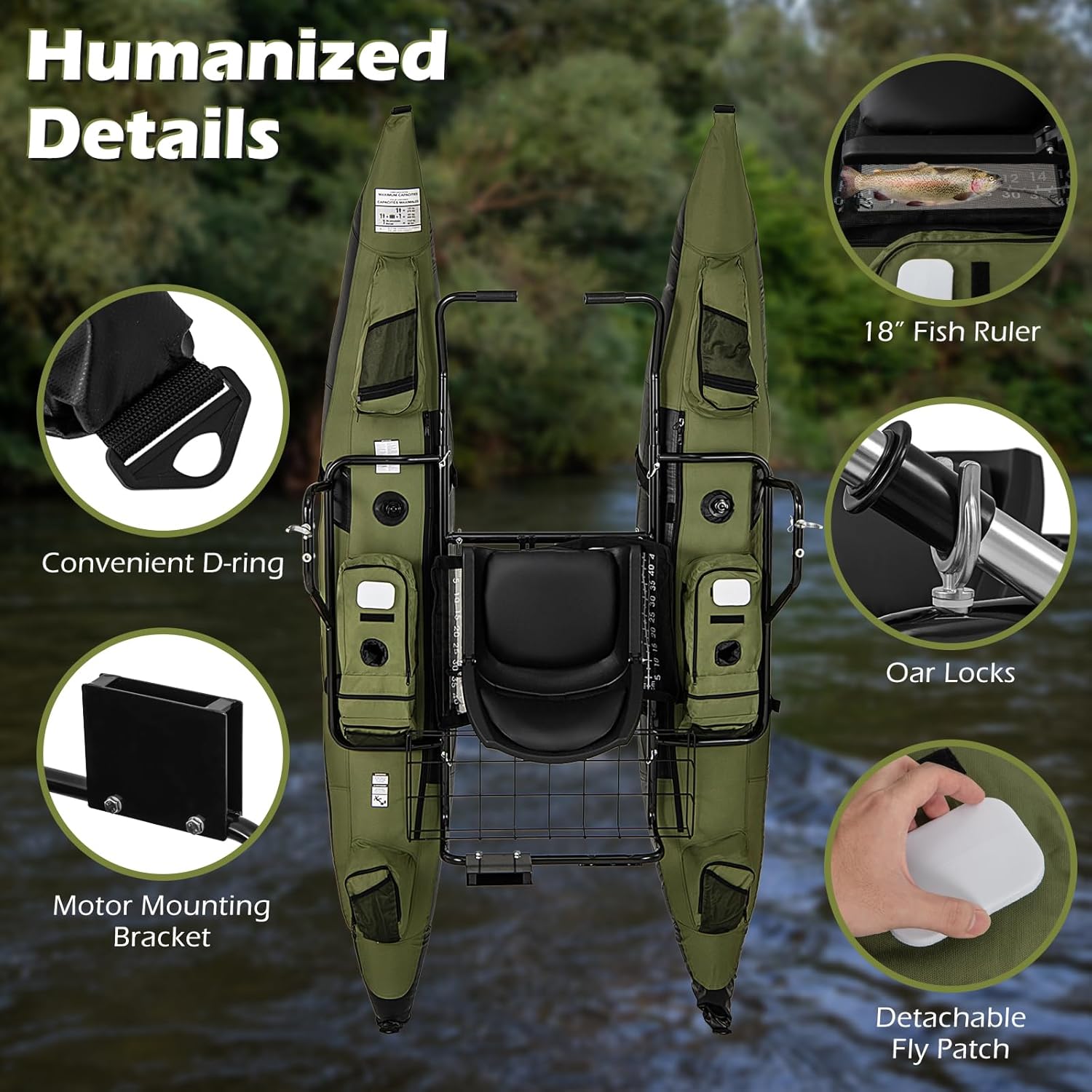 Adult Inflatable Belly Boat wi - Fishing Boat Seat recension och pris
