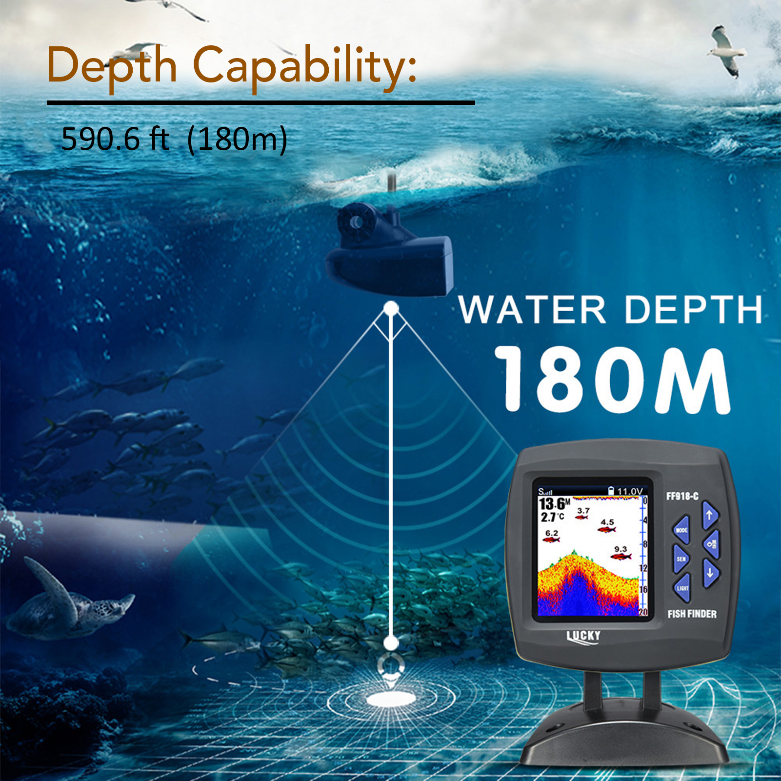 Portable Fish Finder Wireless  - Fishing Boat Depth Finder recension och pris