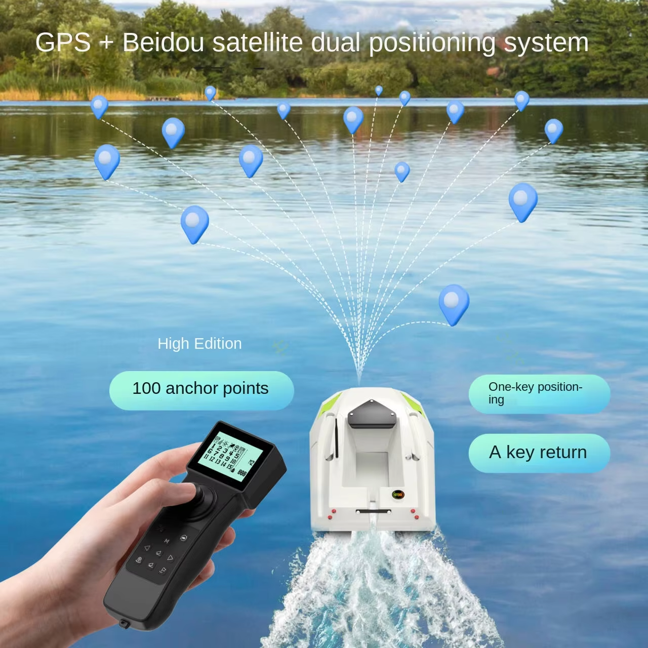 12V GPS RC Bait Boat 100 Posit - Fishing Boat Gps recension och pris