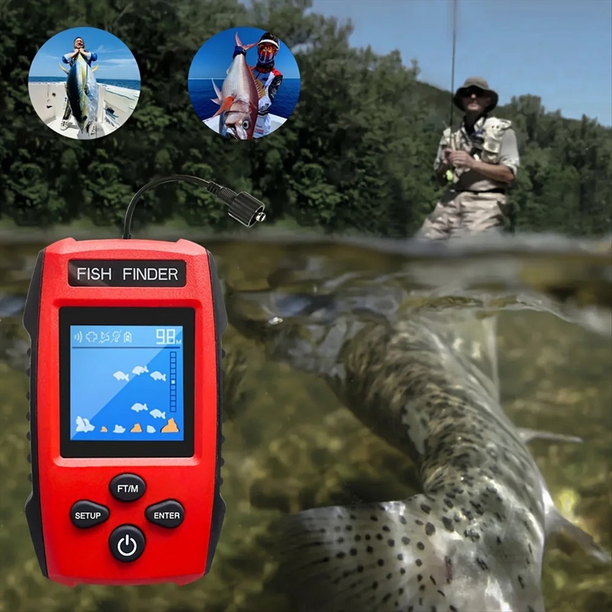 Color LCD Fish Finder Wired So - Fishing Boat Depth Finder recension och pris