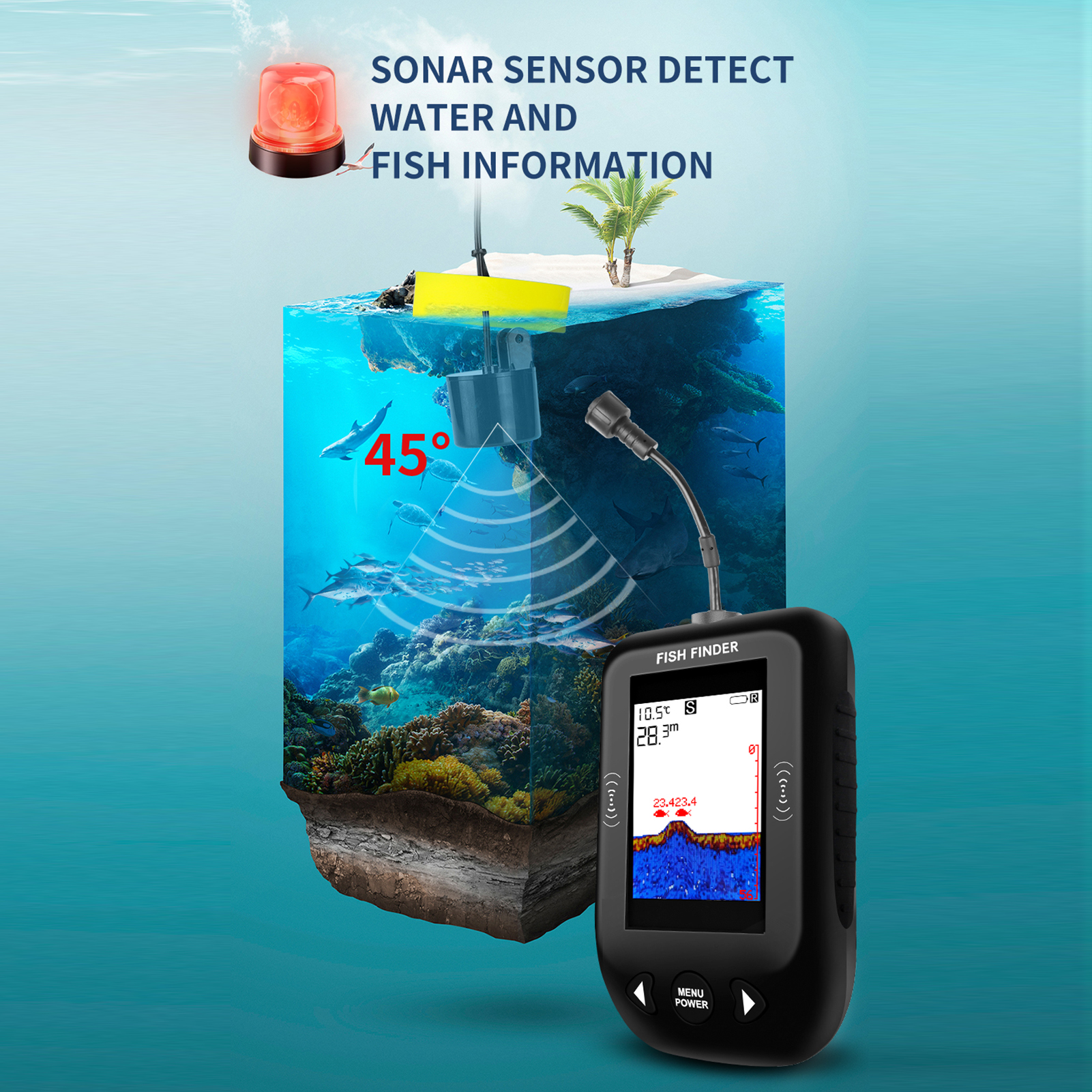 Sonar Finder Handheld Fish Tra - Fishing Boat Depth Finder recension och pris
