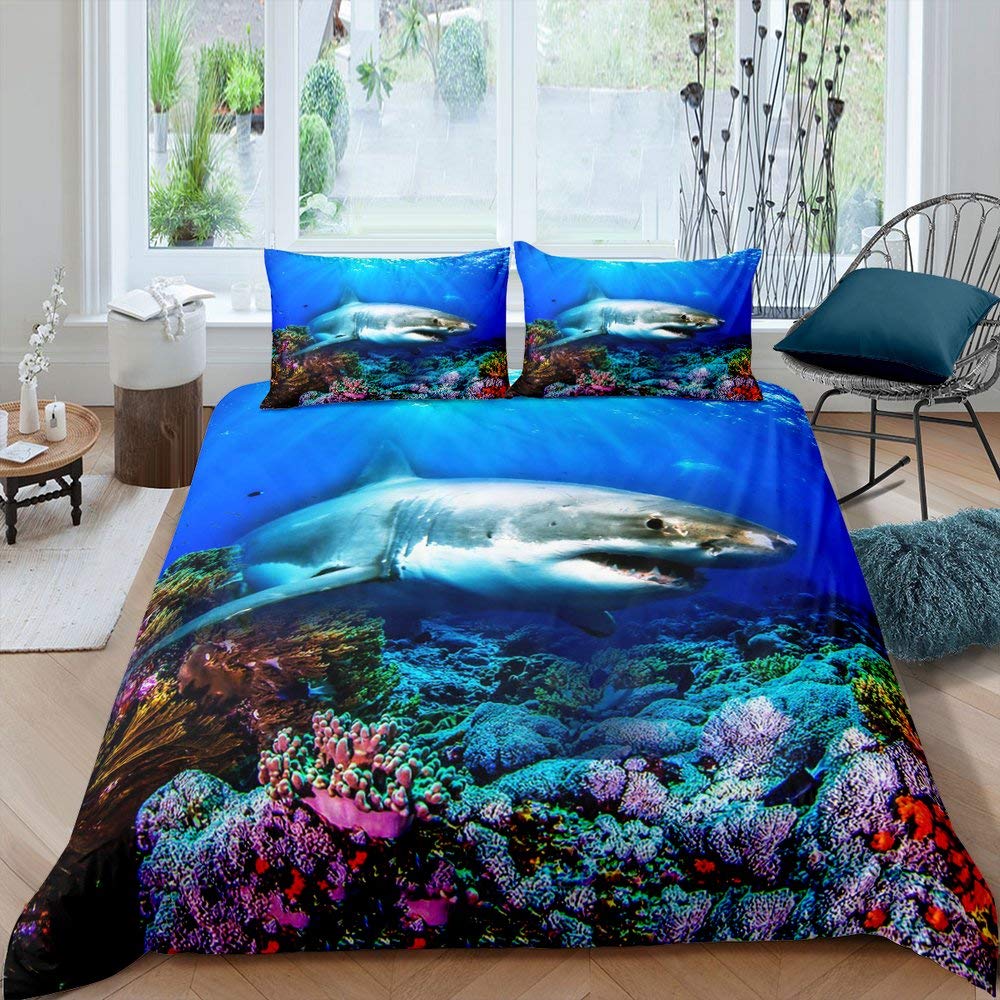 Fish Duvet Cover Set Ocean Bed - Fishing Boat Cover recension och pris