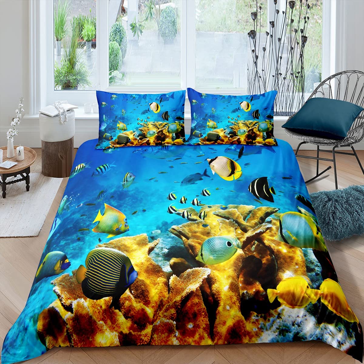 Fish Duvet Cover Set Ocean Bed - Fishing Boat Cover recension och pris